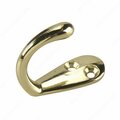 Richelieu America Onward Single Wardrobe Hook, 5 kg, 1-Hook, 36.5 mm Opening, Metal, Bright Brass 223BR